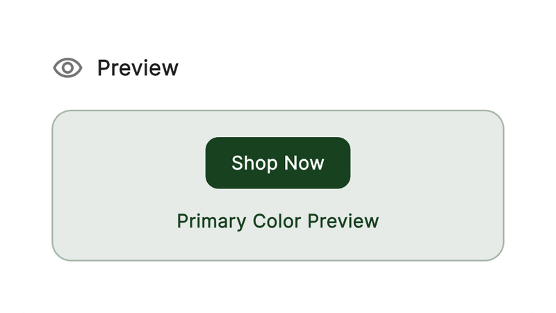 Store preview with Shop Now button in the chosen brand colour