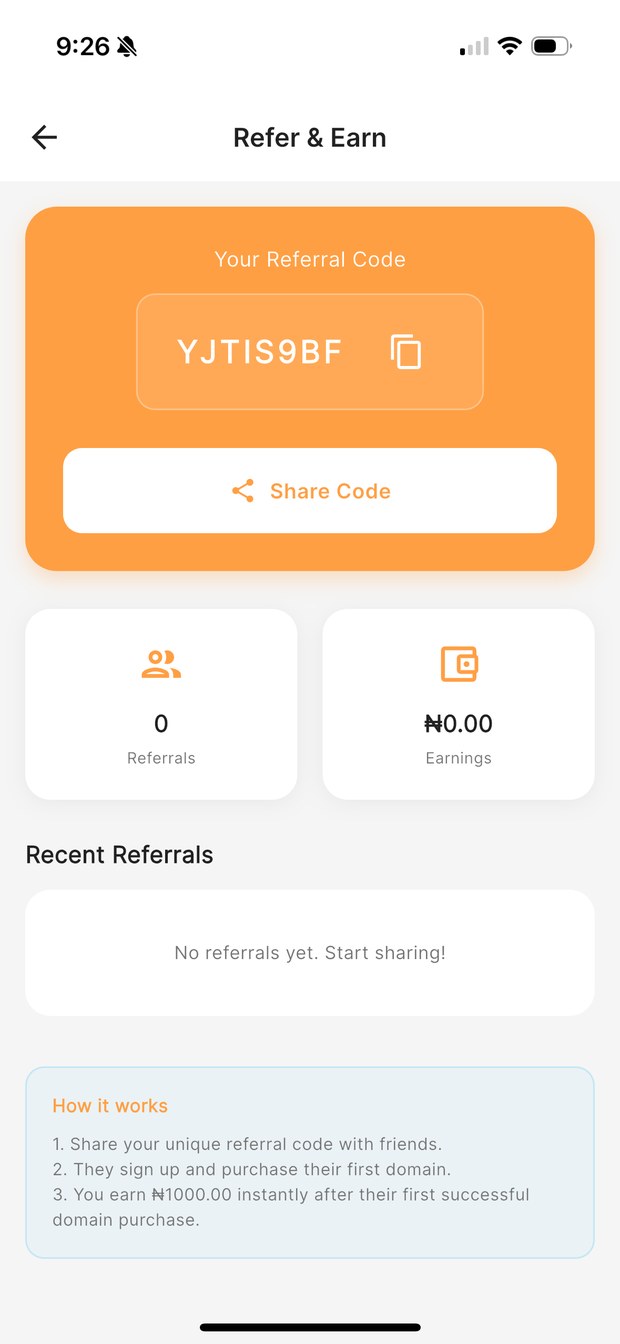 KarryBiz refer and earn screen